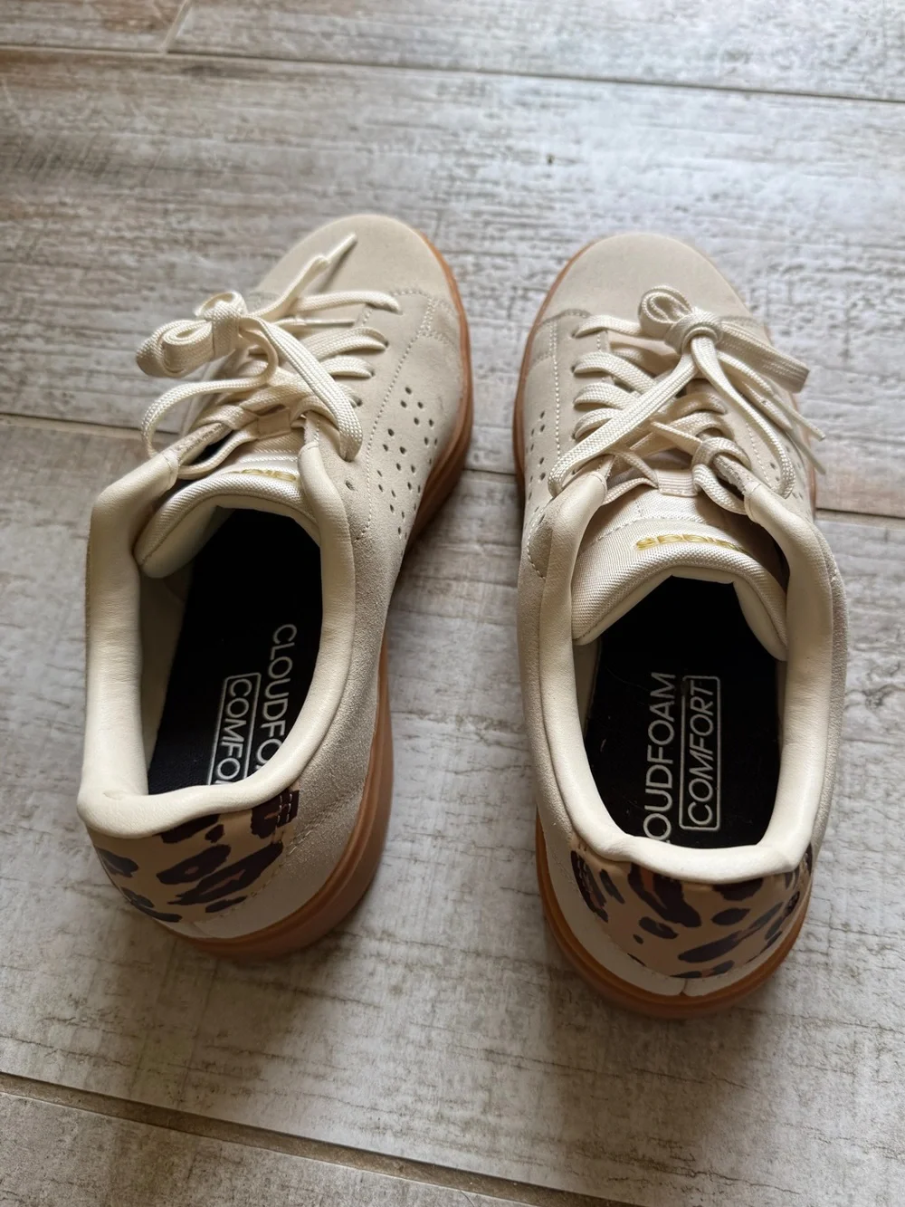Adidas Advantage 2.0 Sneakers with Animal Print Accents- Size 8